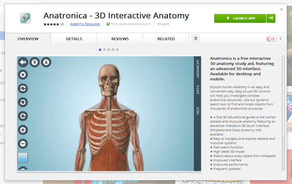 Anatronica - 3D Interactive Anatomy Chrome App